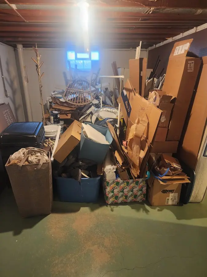 Roll-off dumpster container at job site for 40 Yard Dumpster Rental in Jamestown